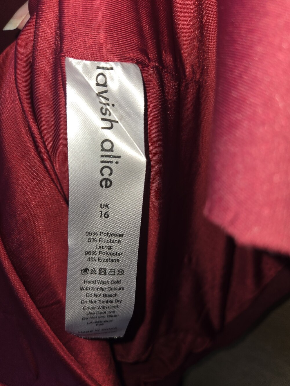 NWT Women's Lavish Alice Burgundy Scuba Draped Frill Midi Dress Size 16 - Picture 8 of 8